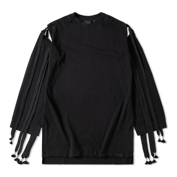 PUMA X FENTY Women's Staggered Hem Sweatshirt by Rihanna XXS Black Crewneck NEW - Picture 1 of 8